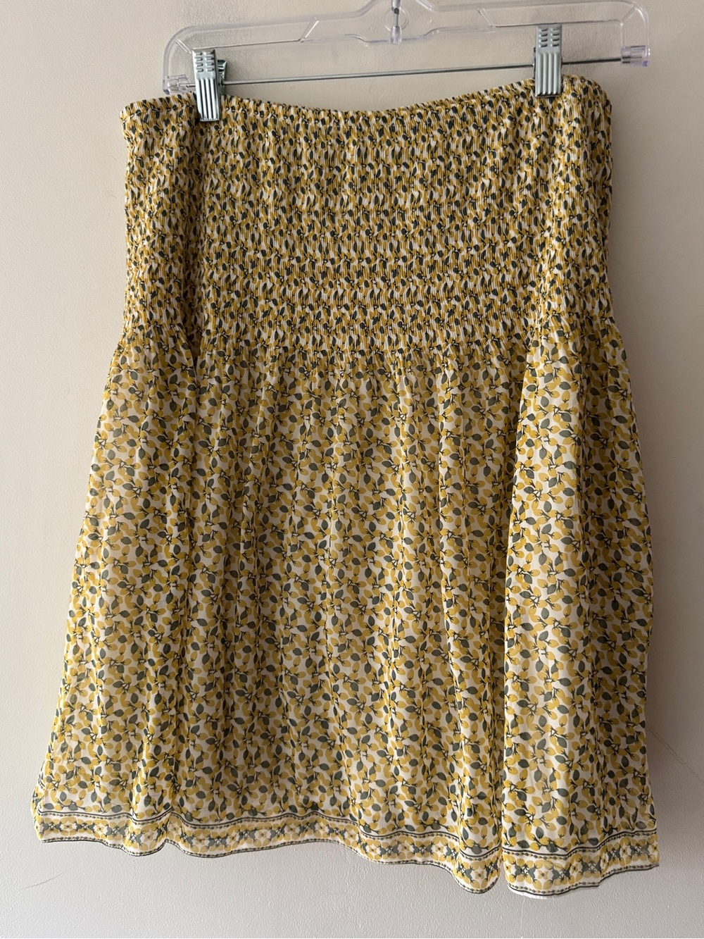 Max Studio Gathered Waist Floral Lemon Print Flowy Skirt